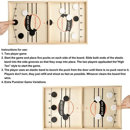 Interactive Tabletop Hockey Game with Quick Slingshot