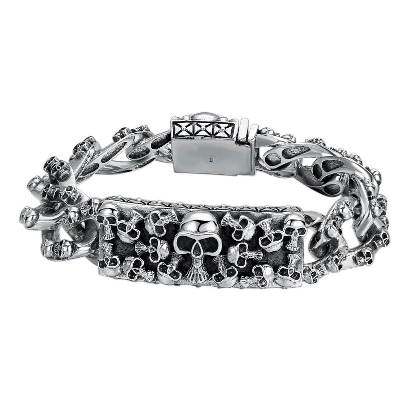 S925 Sterling Silver Men's Skull Bracelet