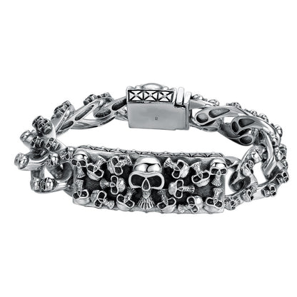 S925 Sterling Silver Men's Skull Bracelet