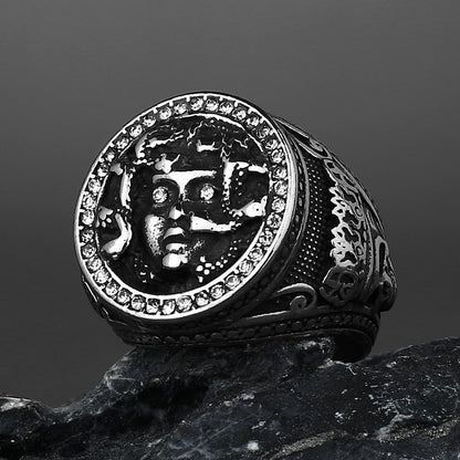 Retro Greek Mythology Medusa Snake Head Titanium Ring