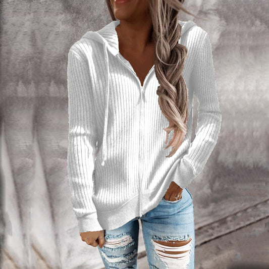 Women's Casual Hooded Zipper Cardigan Sweater