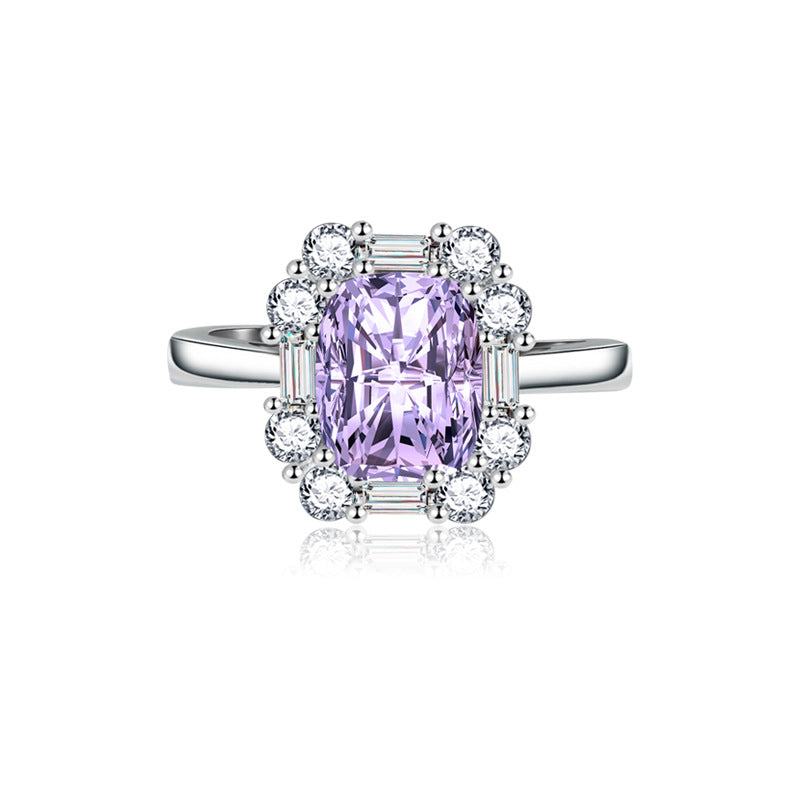 Gentle Purple Shining Diamond Zircon Ring