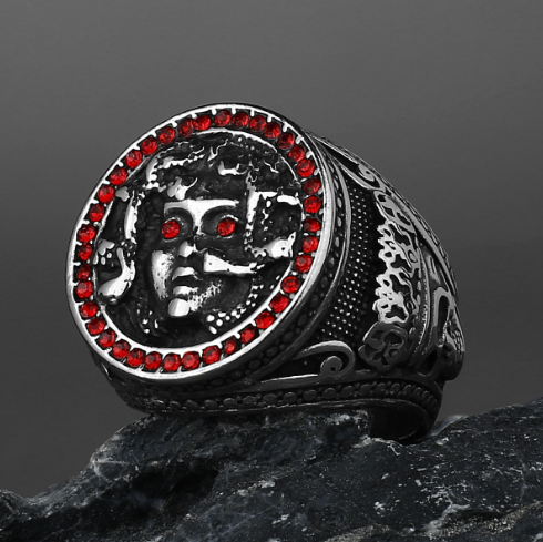 Retro Greek Mythology Medusa Snake Head Titanium Ring