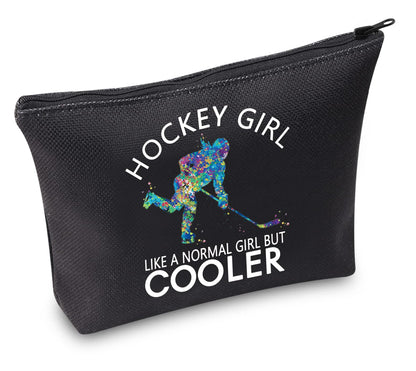 TSOTMO Hockey Sports Zipper Pouch Ice Hockey Gift Hockey Designs Hockey Like A Normal But Cooler Cosmetic Bag For Women (Hockey BLK)