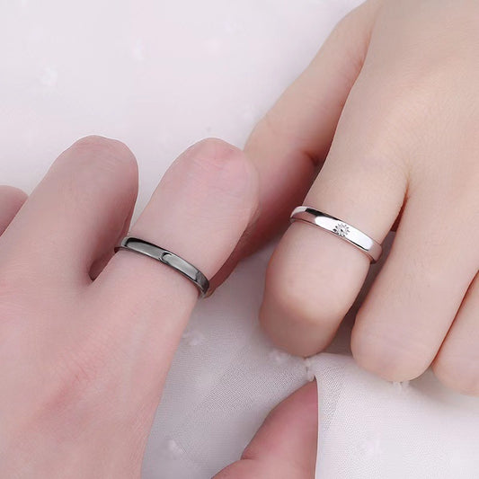Sun Moon Pattern Adjustable Men's Couple Ring (1/2 pcs)