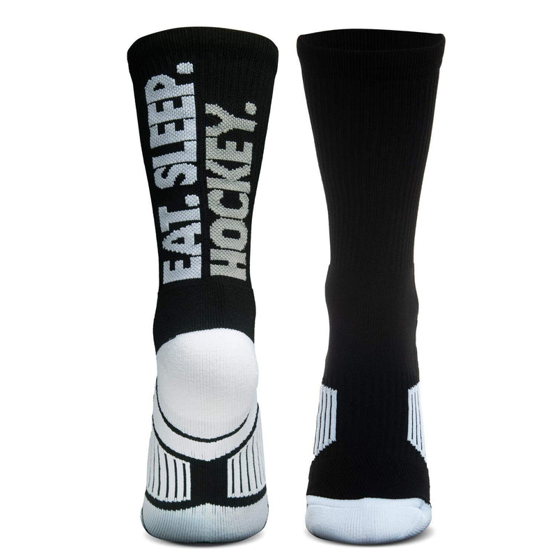 ChalkTalkSPORTS Hockey Performance Crew Socks - Eat. Sleep. Hockey. - Mid-Calf Socks - Youth