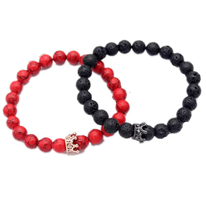 European American Volcano Red Turquoise Couple Bracelet
