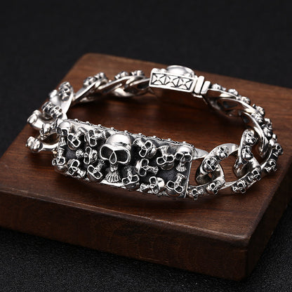 S925 Sterling Silver Men's Skull Bracelet