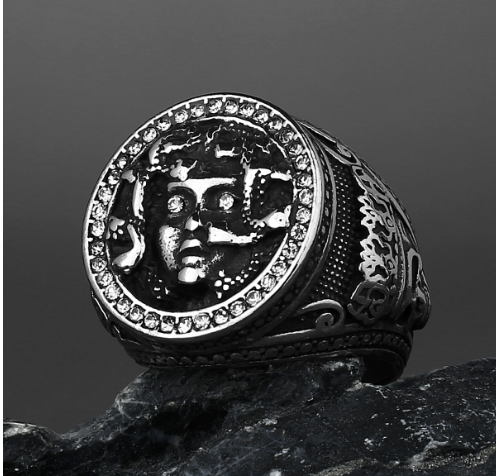 Retro Greek Mythology Medusa Snake Head Titanium Ring