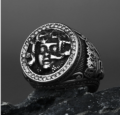 Retro Greek Mythology Medusa Snake Head Titanium Ring