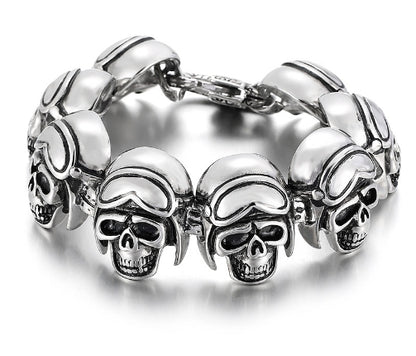 S925 Sterling Silver Men's Skull Bracelet