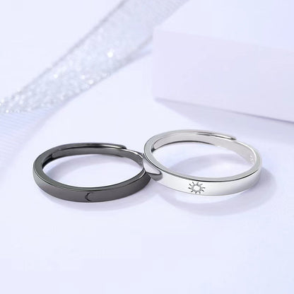 Sun Moon Pattern Adjustable Men's Couple Ring (1/2 pcs)