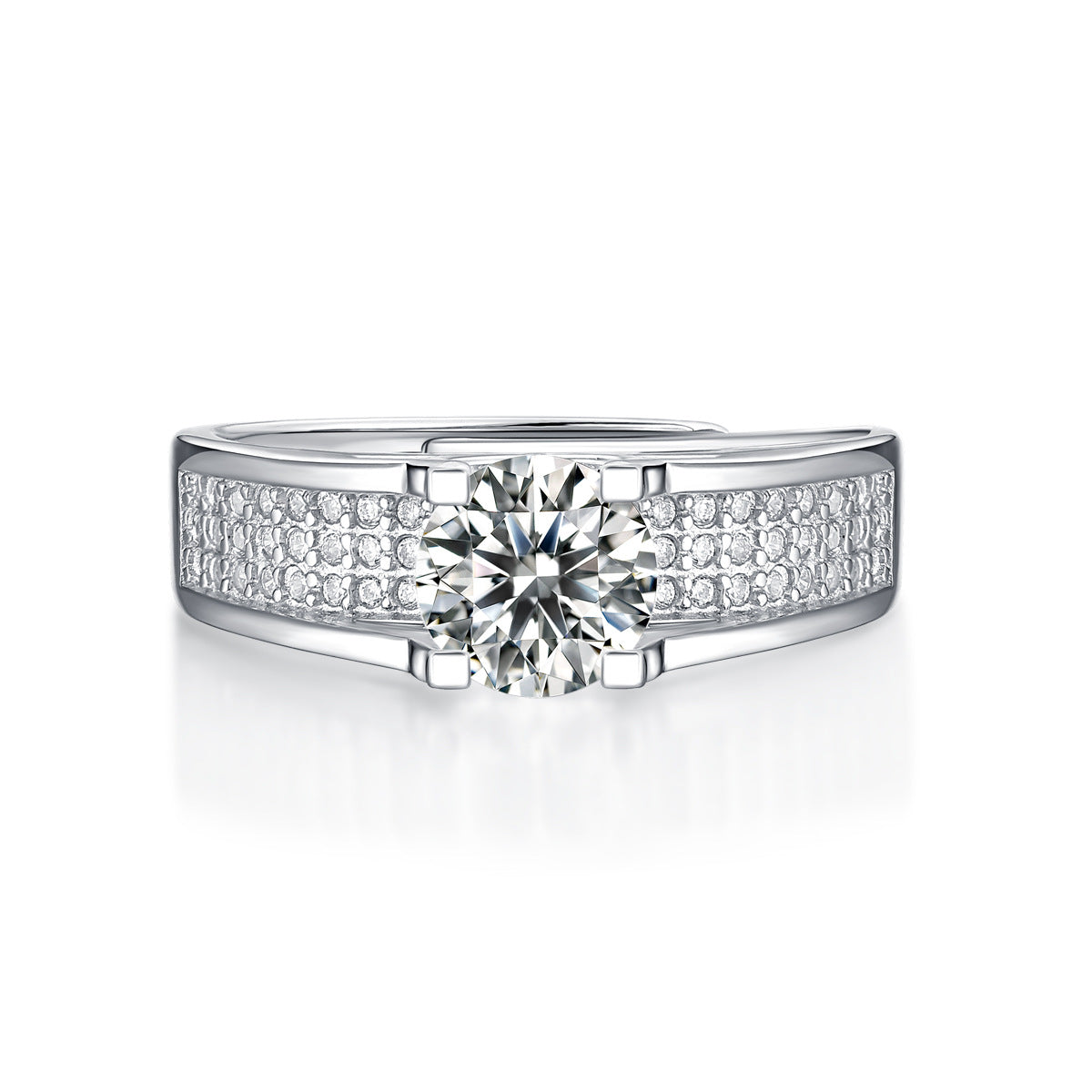 Silver Mosonite Star Moon Story Ring for Women