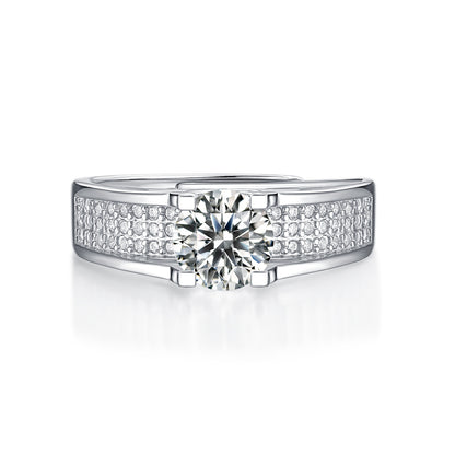 Silver Mosonite Star Moon Story Ring for Women