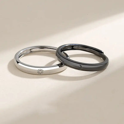 Sun Moon Pattern Adjustable Men's Couple Ring (1/2 pcs)
