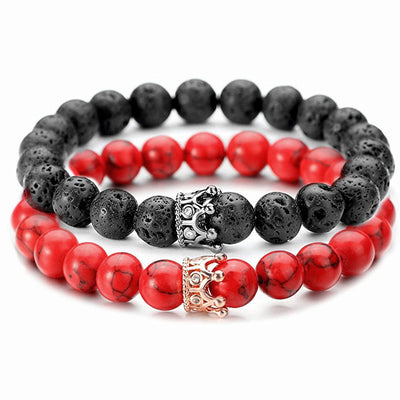 European American Volcano Red Turquoise Couple Bracelet