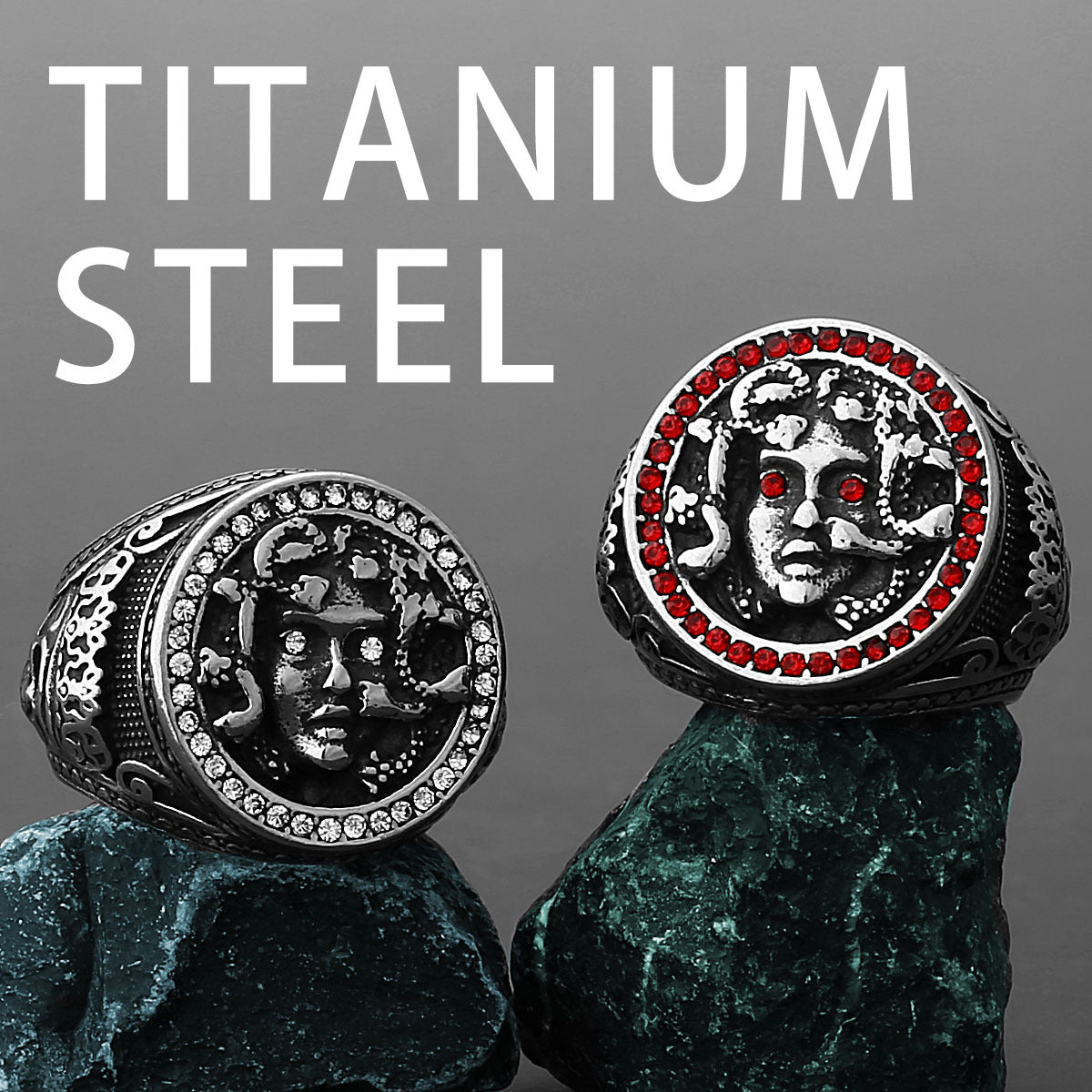 Retro Greek Mythology Medusa Snake Head Titanium Ring
