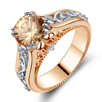 Rose Gold Color Split Ring with Topaz and Zirconia