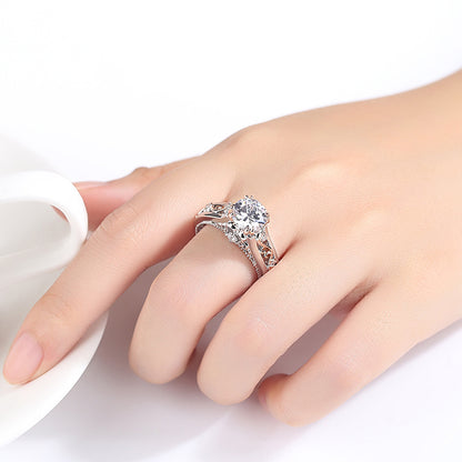 Rose Gold Color Split Ring with Topaz and Zirconia