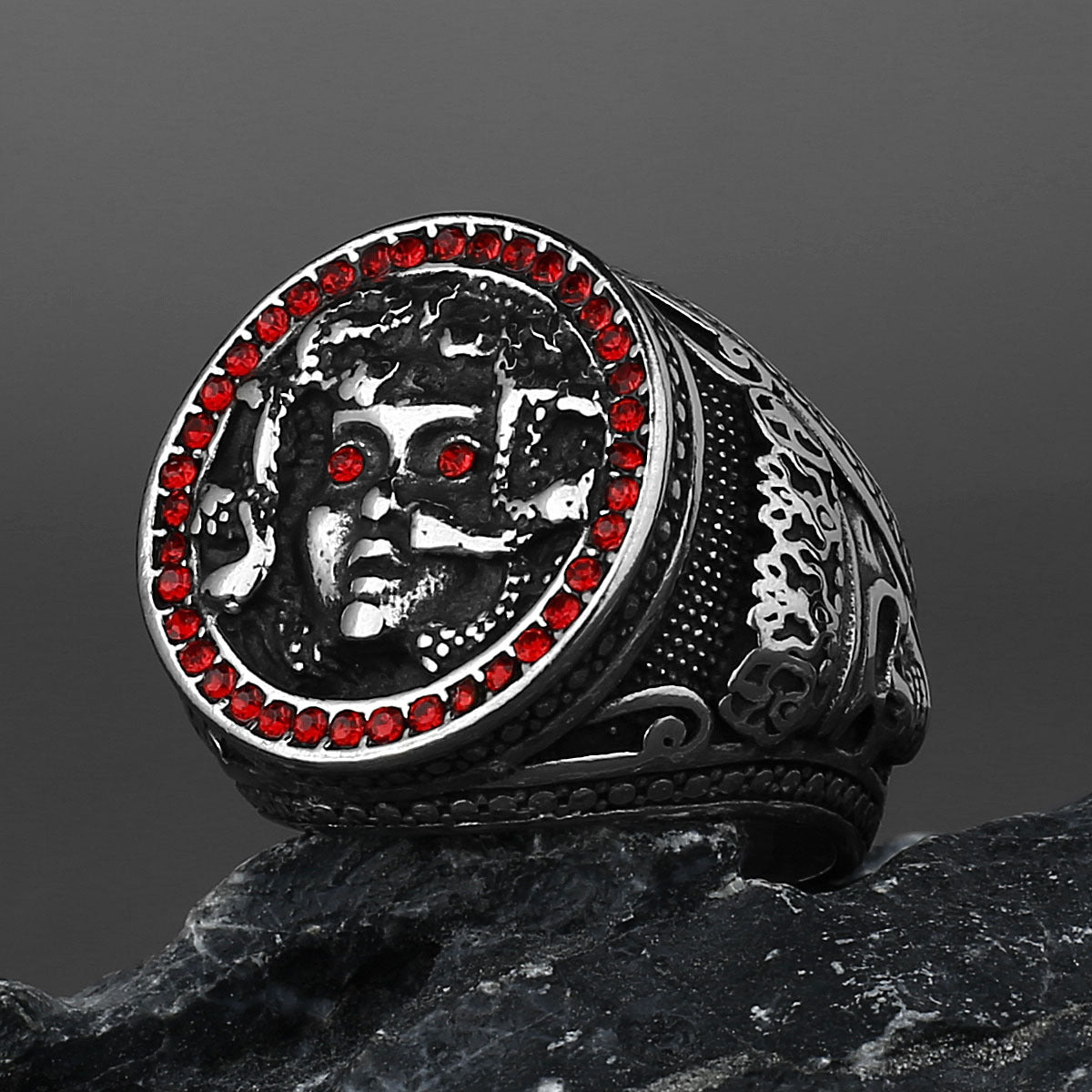 Retro Greek Mythology Medusa Snake Head Titanium Ring