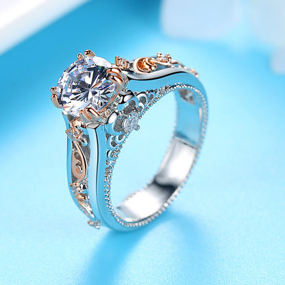 Rose Gold Color Split Ring with Topaz and Zirconia