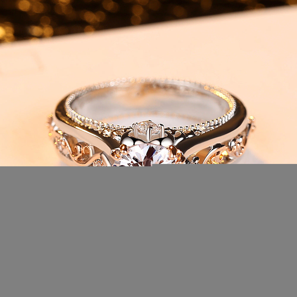 Rose Gold Color Split Ring with Topaz and Zirconia